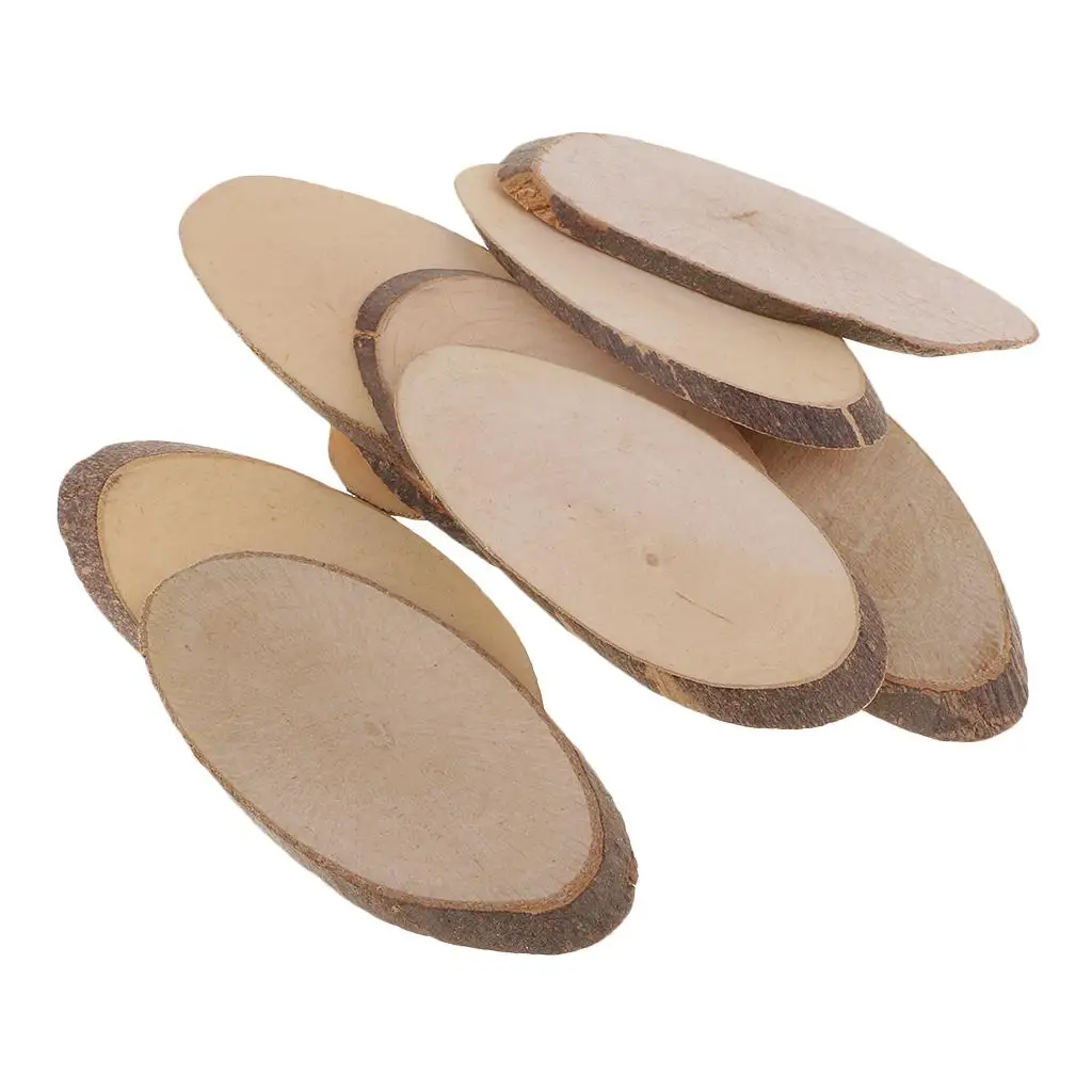 

10pcs Wooden Wood Log Slices Natural Tree Oval Slices DIY Wedding Favor
