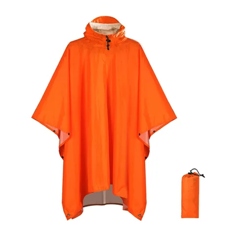 Портативный плащ для взрослых 3 в 1, водонепроницаемое пончо с капюшоном из искусственной тафты, военный дождевик, походный дождевик, палатка
