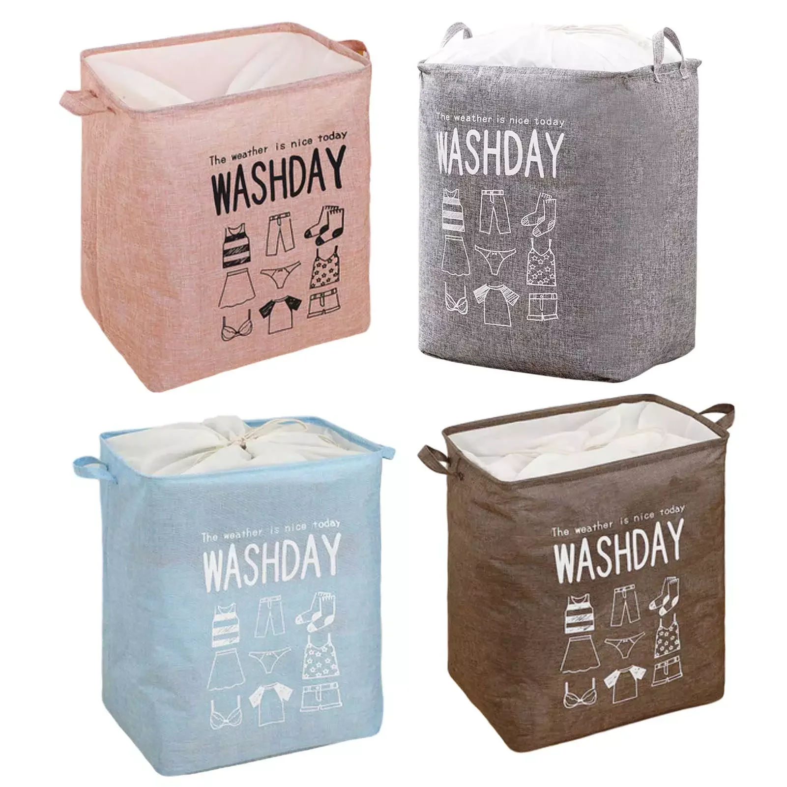 

Hamper Large Capacity Laundry Basket With Handle Anti-dust Dirty Clothes Toys Storage Box Folding Bucket Storage Hamper