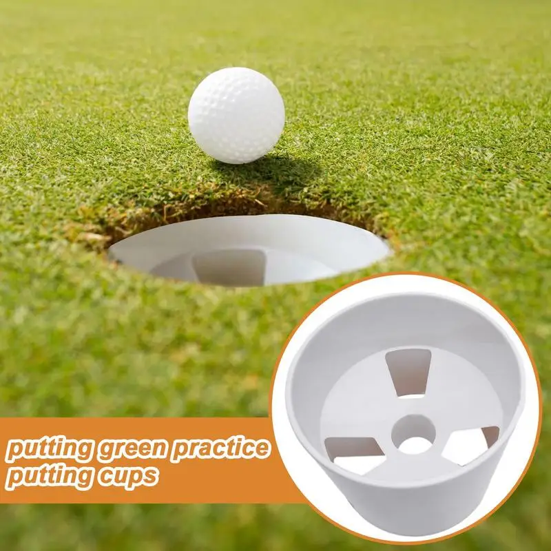 

White Plastic Golf Hole Cup Putting Putter Golf Flag Stick Yard Garden Training Backyard Practice Putting Golf Training Aids