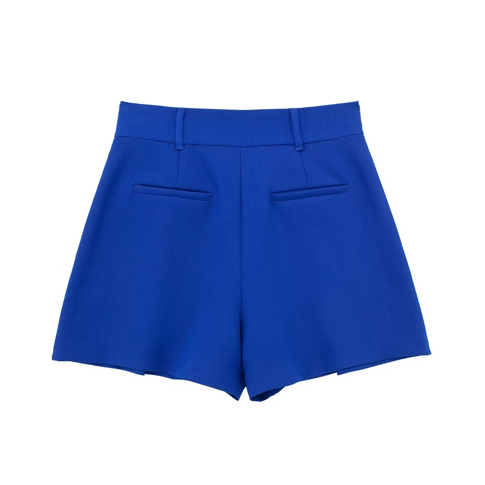 TRAF Women Shorts Summer Fashion Front Pleats Vintage High Waist Zipper Fly Female Casual Harajuku Short Pants Mujer