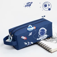 space astronaut portable pencilcase cute cartoon kids stationery bag large capacity storage bag school student canvas pencil bag