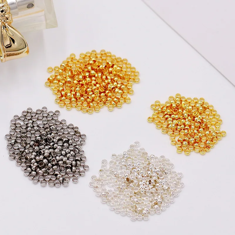 Round Crimp Beads End Stoppers Copper Gold Color Plated Jewelry Findings Closed Diy Bracelet Necklace Accessories Wholesale