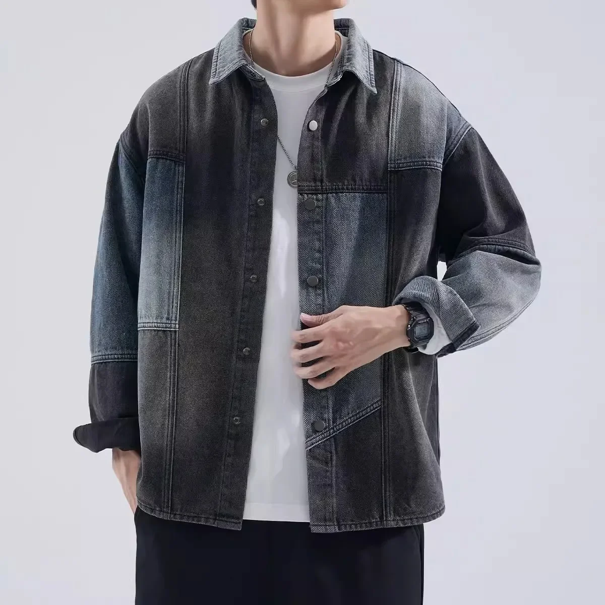 Винтажная джинсовая куртка в американском стиле для мужчин модная стирка