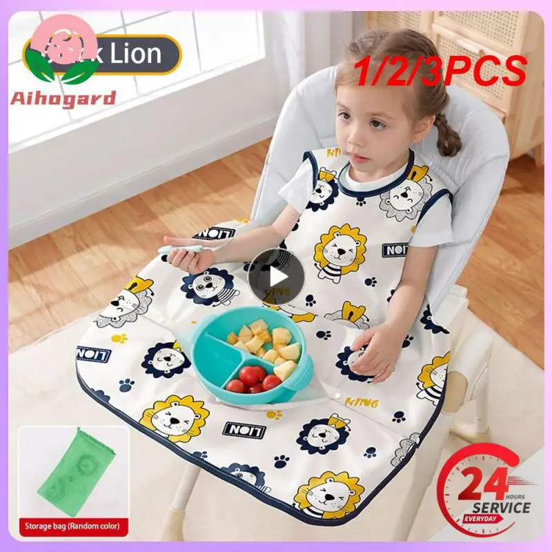 

1/2/3PCS Feeding Bib for Baby Boys 6-36Month Waterproof Bib Apron Smock with Table Cover Infant Mess Free Full Coverage