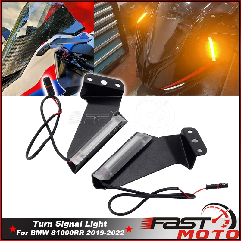 1 Pair Motorcycle Front LED Turn Signal Light Amber Blinker Lamp Flasher For BMW S1000RR S 1000RR 2019-2022 Wing Indicator Lamp