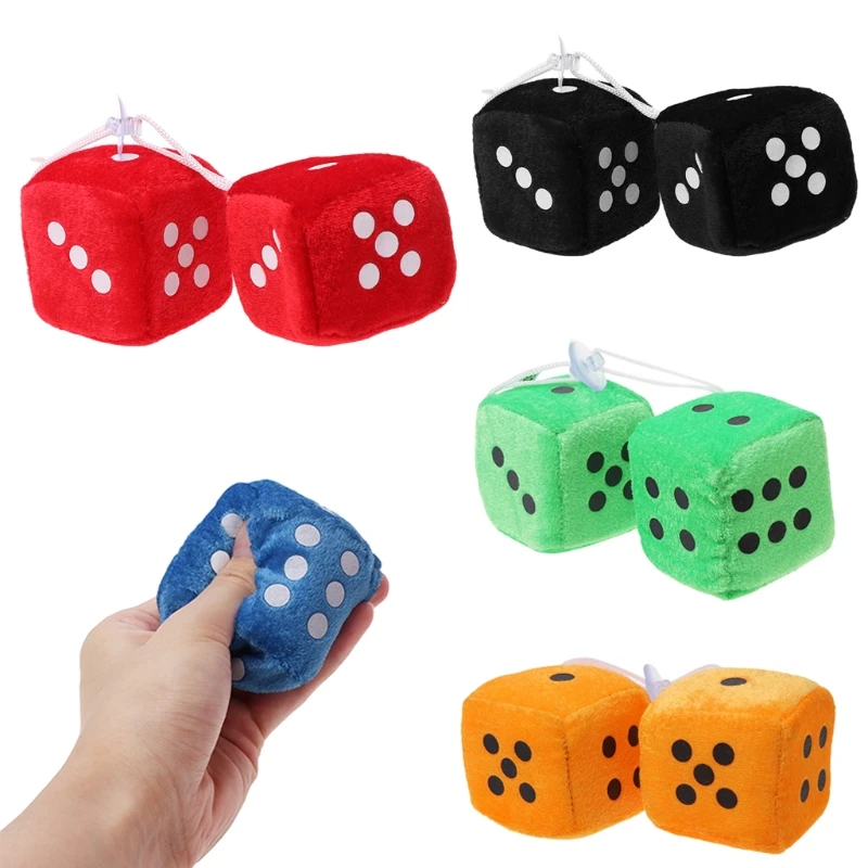 

2PCS Car Fuzzy Dice Dots Fashion Auto Rear View Mirror Hanger Decoration Plush Pendant Car-Styling Interior Accessorie 6 Colors