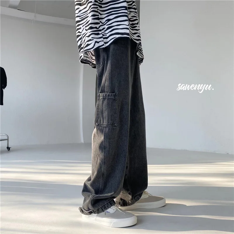 Jeans for Men and Women Vintage Jeans Embroidered Jeans for  Baggy Jeans Pocket Jeans Button Split Denim Pants Blue Jeans Casual