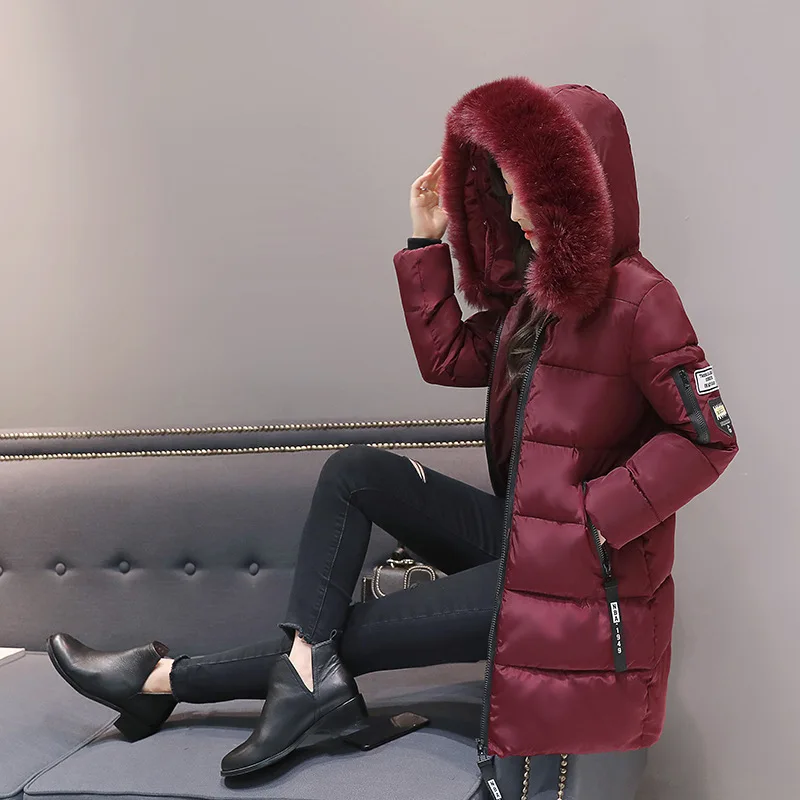 New Oversize Winter Jacket Hooded Cotton Padded Jacket Superheat Coat Parka Slim Large Fur Collar Fashion Thickened