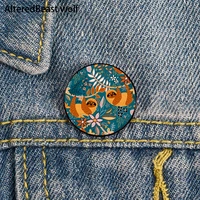 happy boho sloth floral printed pin custom funny brooches shirt lapel bag cute badge cartoon enamel pins for lover girl friends