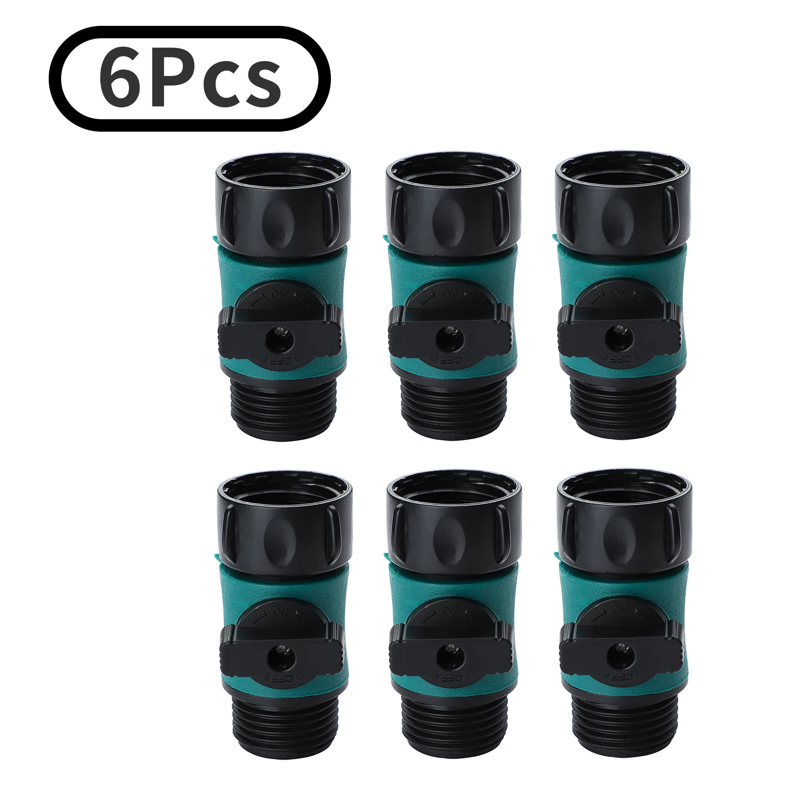 

6Pcs 3/4'' Outer Thread Hose Quick Connectors Garden Hose Connect Water Hose Shut Off Valve Leak-proof Washer Turn Off Valve Set