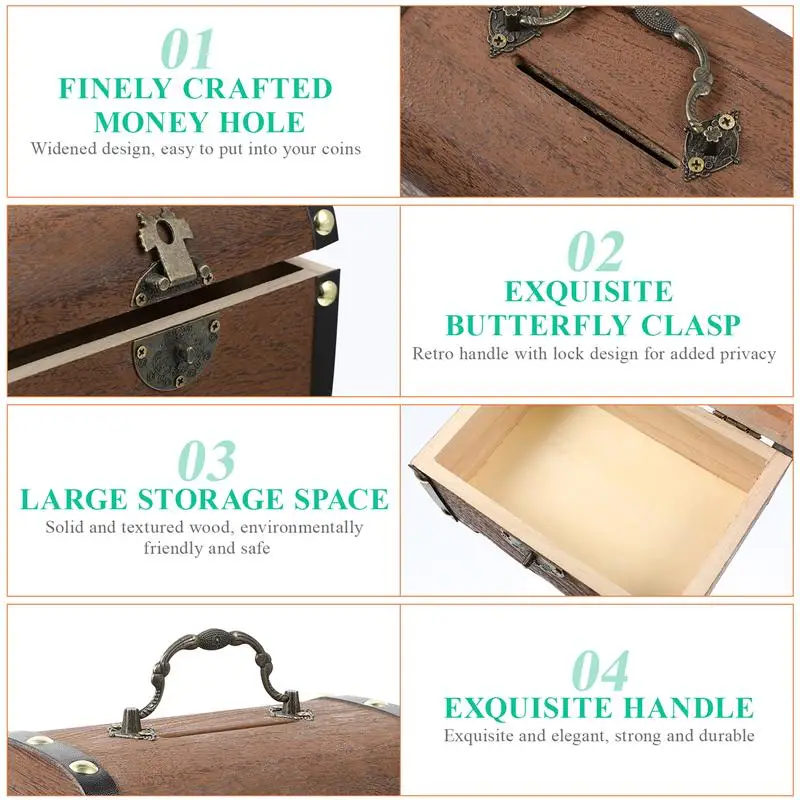 Винтажный ящик для хранения сокровищ органайзер копилок деревянный