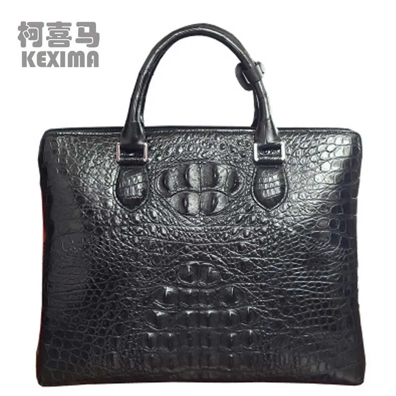 

KEXIMA ourui new arrival true crocodile leather men Men handbags skull men briefcase large capacity men bag