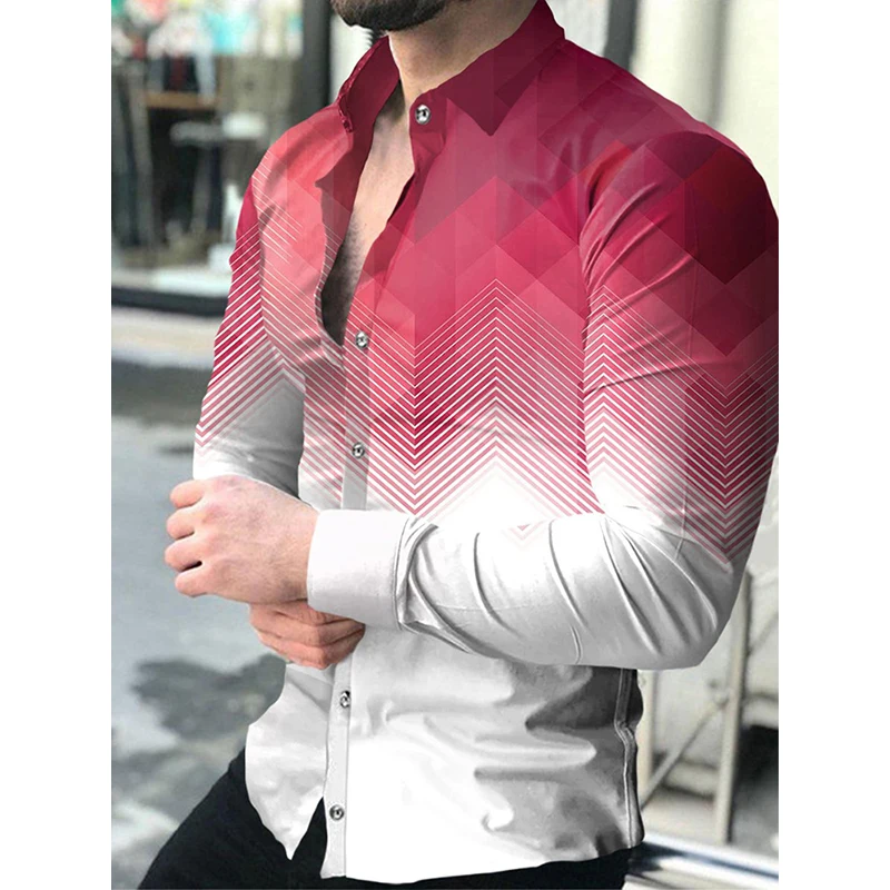 

Luxury Men Shirts Turn-down Collar Buttoned Shirt Casual Designer Lattice Print Long Sleeve Tops Mens Clothes Club Prom Cardigan