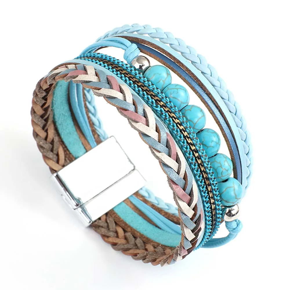 Браслет женский кожаный в стиле ретро с магнитной застежкой |