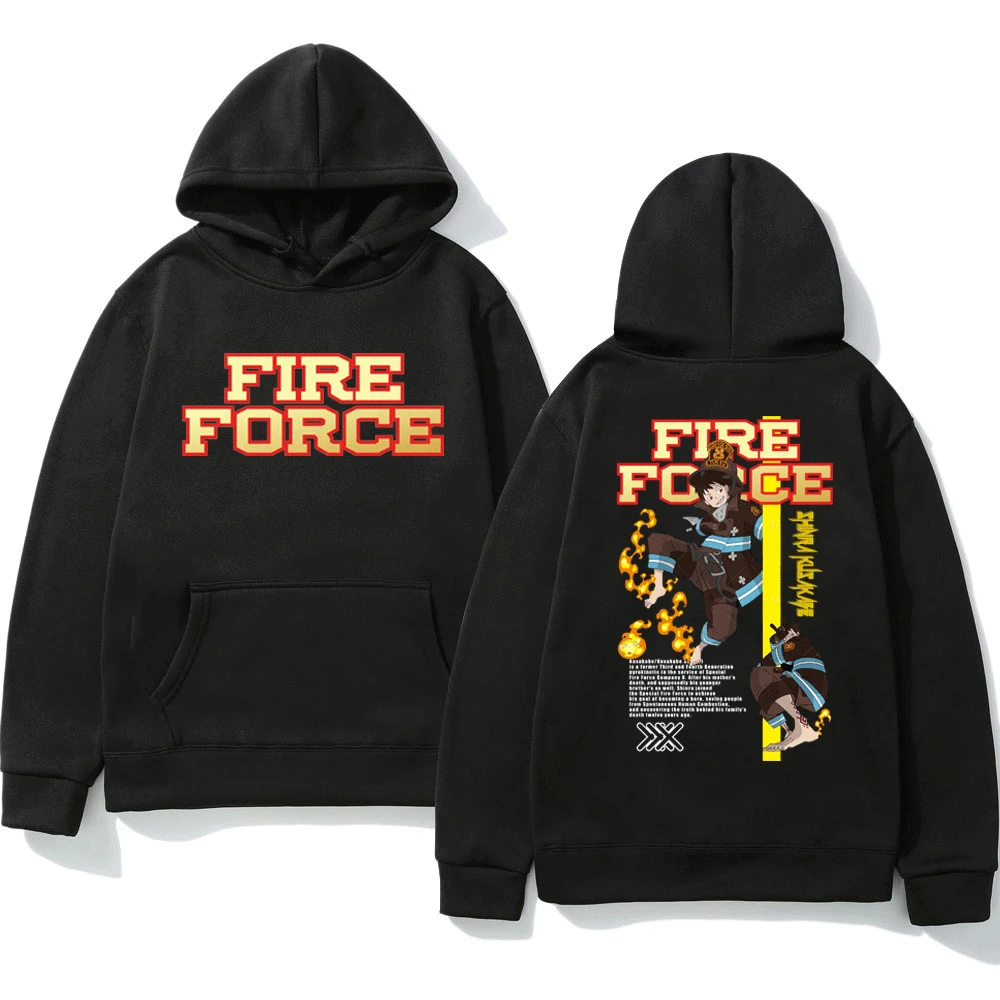 

Anime Fire Force Shinra Kusakabe Hoodie Manga Graphic Double-sided Print Sweatshirt Men's Women's Oversized Pullover Hoodies