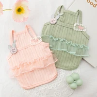 lace rabbit puppy dress pet vest cat spring and summer thin section suspenders solid color dog clothes bitch beautiful skirt