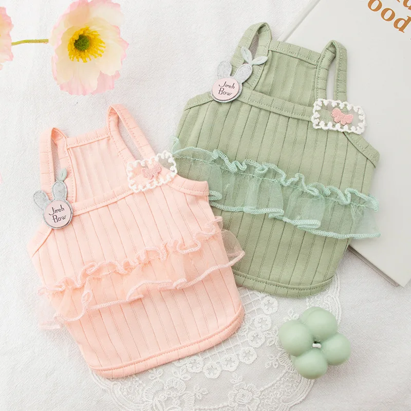 Кружевное платье с кроликом щенком жилет для домашних животных кошка на весну и