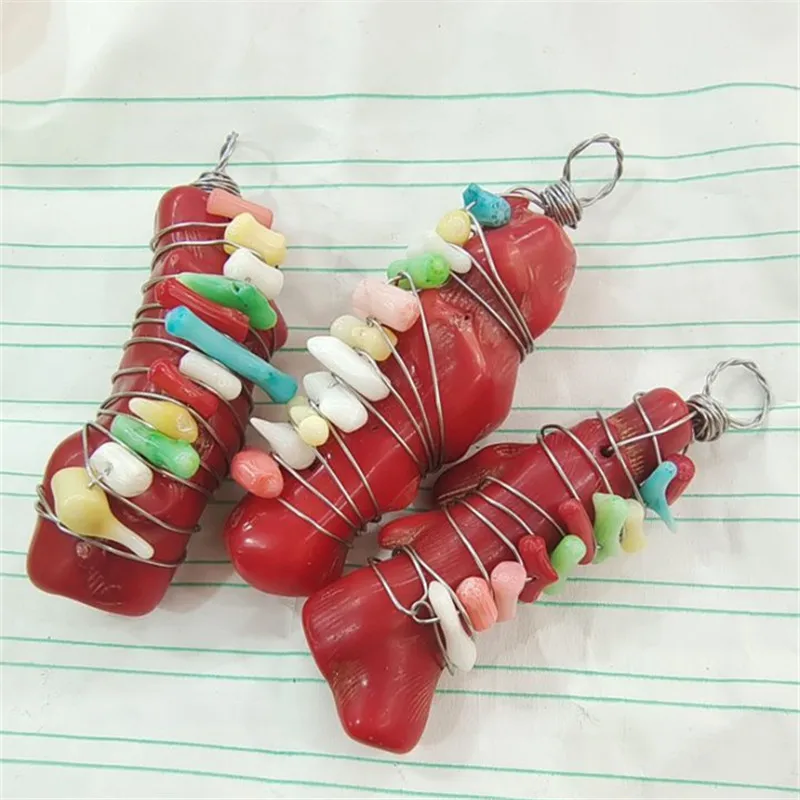 

Женские Подвески из натурального коралла с металлической проволокой, 2 шт.