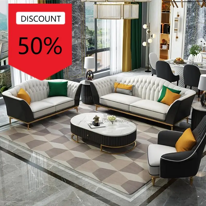 Новый стиль, роскошный диван-лаундж, простой кожаный диван для гостиной, Современный дизайнерский набор, модная мебель для дома