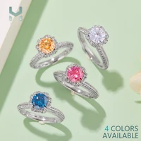 holding flowers 1 0ct moissanite ring 925s 18k plated white gold lab diamond engagement original colorful jewelry for women