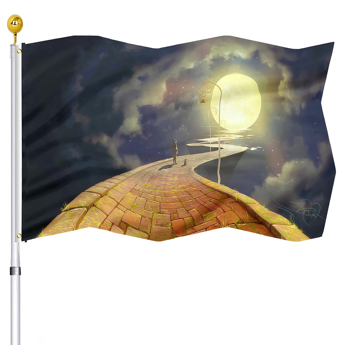 

Fantasy Moon Flag Fairy Tale Scene Vivid Color House Flags Brass Grommets Indoor Garden Outdoor Decorations for Women Men Gifts