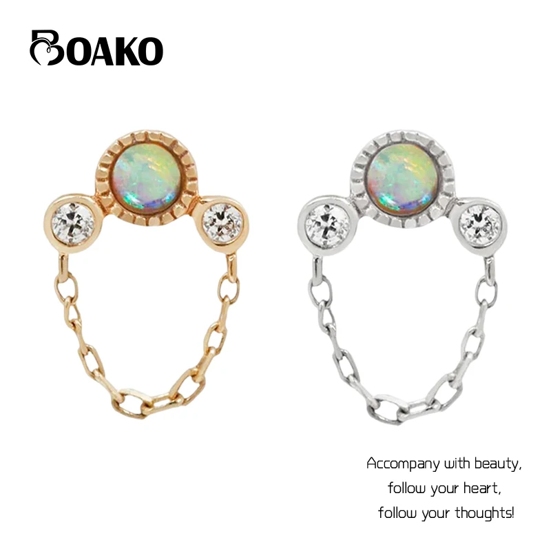 

Женские серьги-гвоздики с опалом, серебро 925 пробы