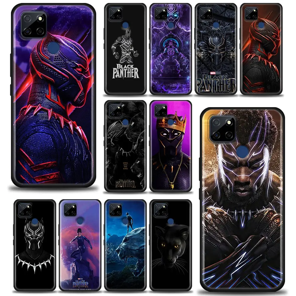 

For Realme C1 C2 C21Y C25 C12 Case Silicone Back Cover Black Panther Marvel Hero Phone Case For OPPO Realme GT 5G GT2 Neo2 Coque