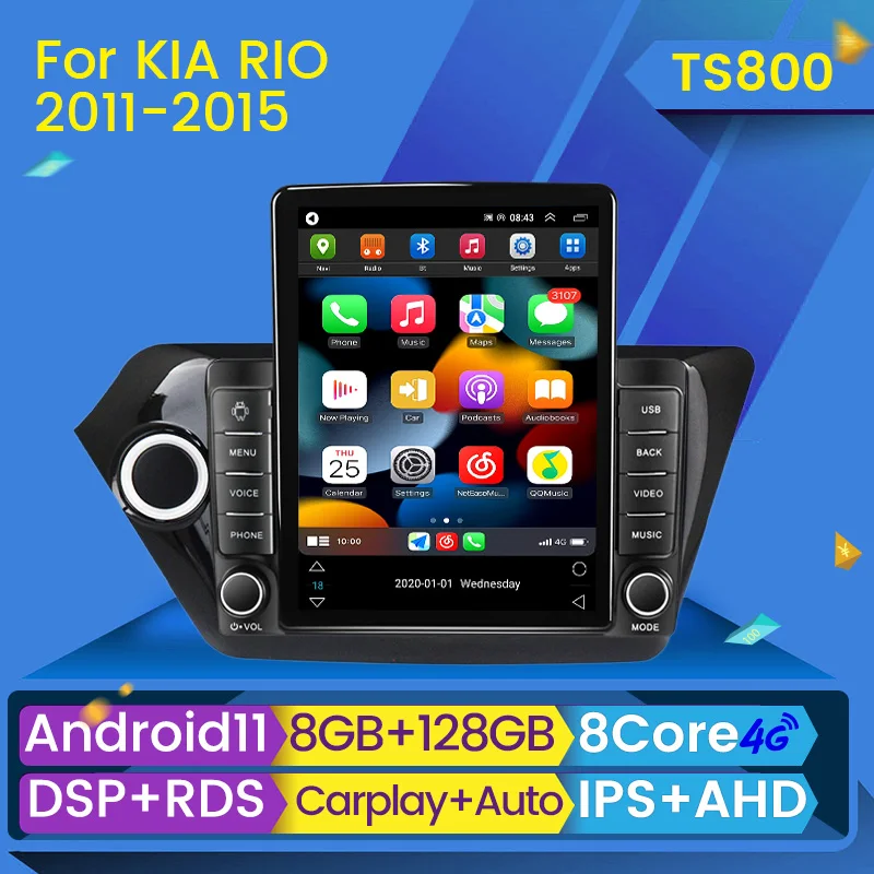 Автомагнитола 2 Din 8 + 128 ГГц Android 11 для Kia RIO 3 2011-2016 стерео мультимедийный видеоплеер