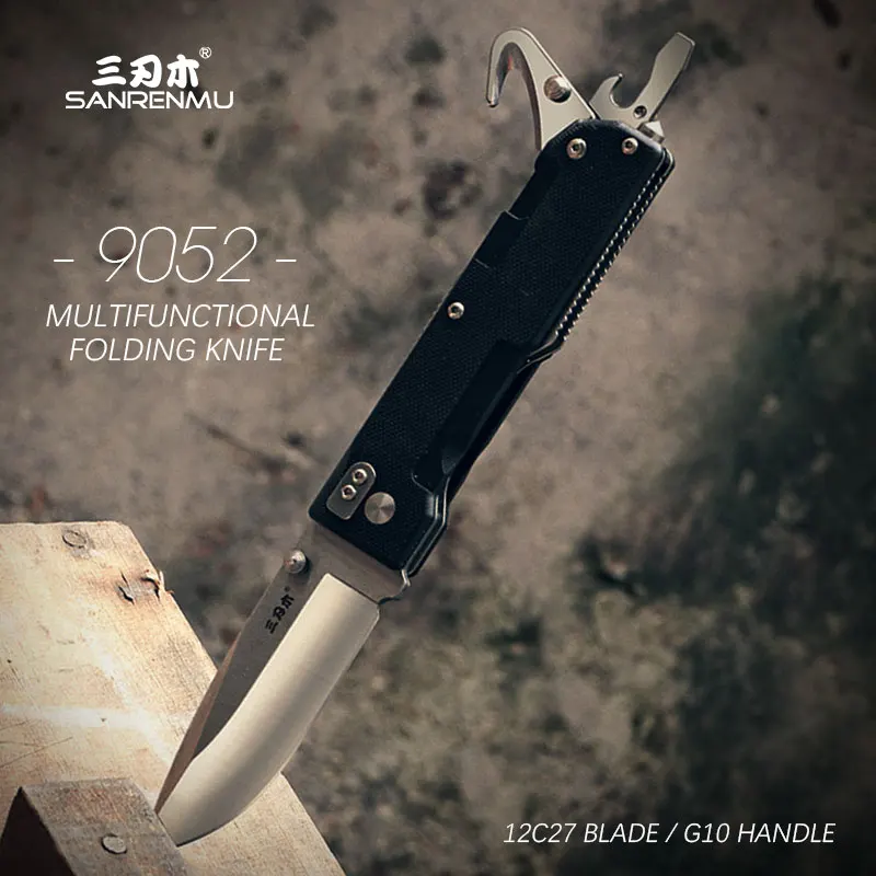 

SANRENMU 9052 Pocket Folding Knife Outdoor jackknife Camping Survival Tool 12C27 Blade G10 Handle Multifunctional Folding Knives