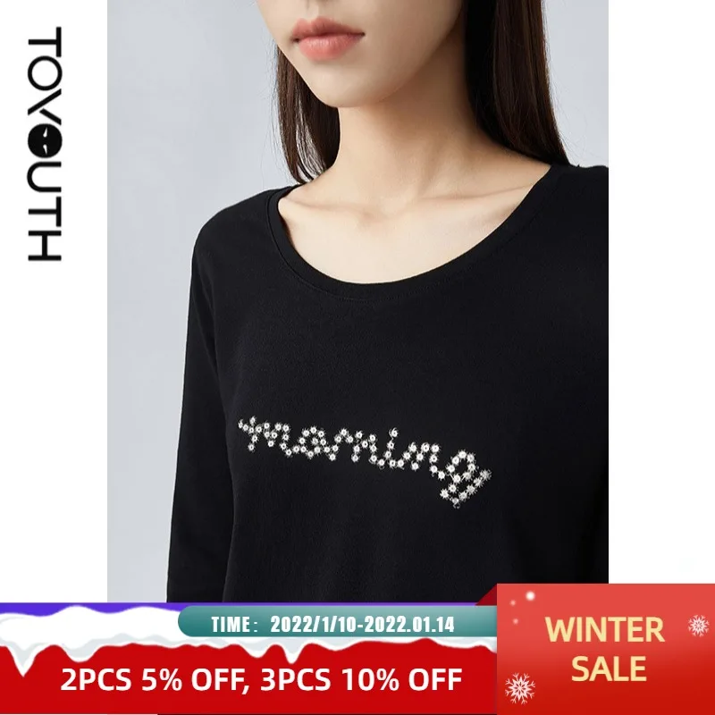 

Женская облегающая футболка с вышивкой, круглым вырезом и длинным рукавом