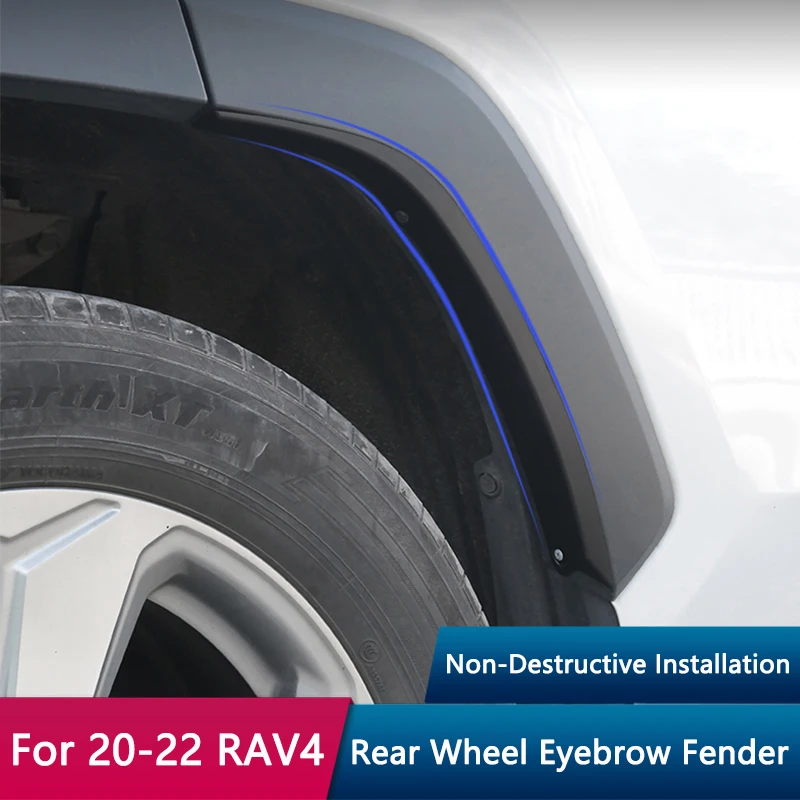 

TAJIAN Rear Wheel Eyebrow Fender 1Pair ABS Splash Guard Punch-free Mudguard Anti-collision For Toyota 20-22 RAV4 Car Accessories