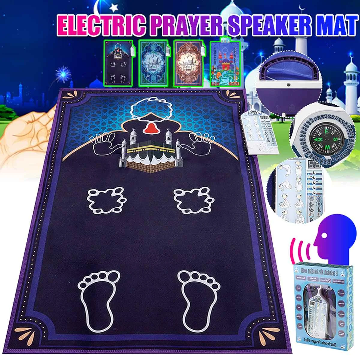 

2022 New Talking Praying Mat Children Educational Interactive Prayer Rug Salah Muslim Carpet Islam Electronic Worship Blanket