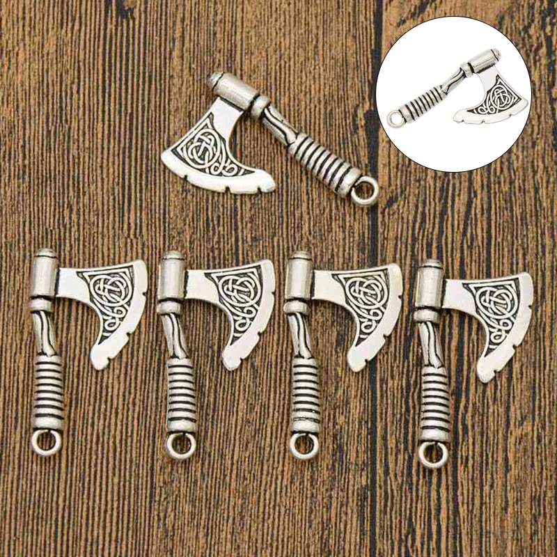 

Axe Charm Pendants DIY Bracelets Necklace Jewelry Antique Silver 5pcs Viking