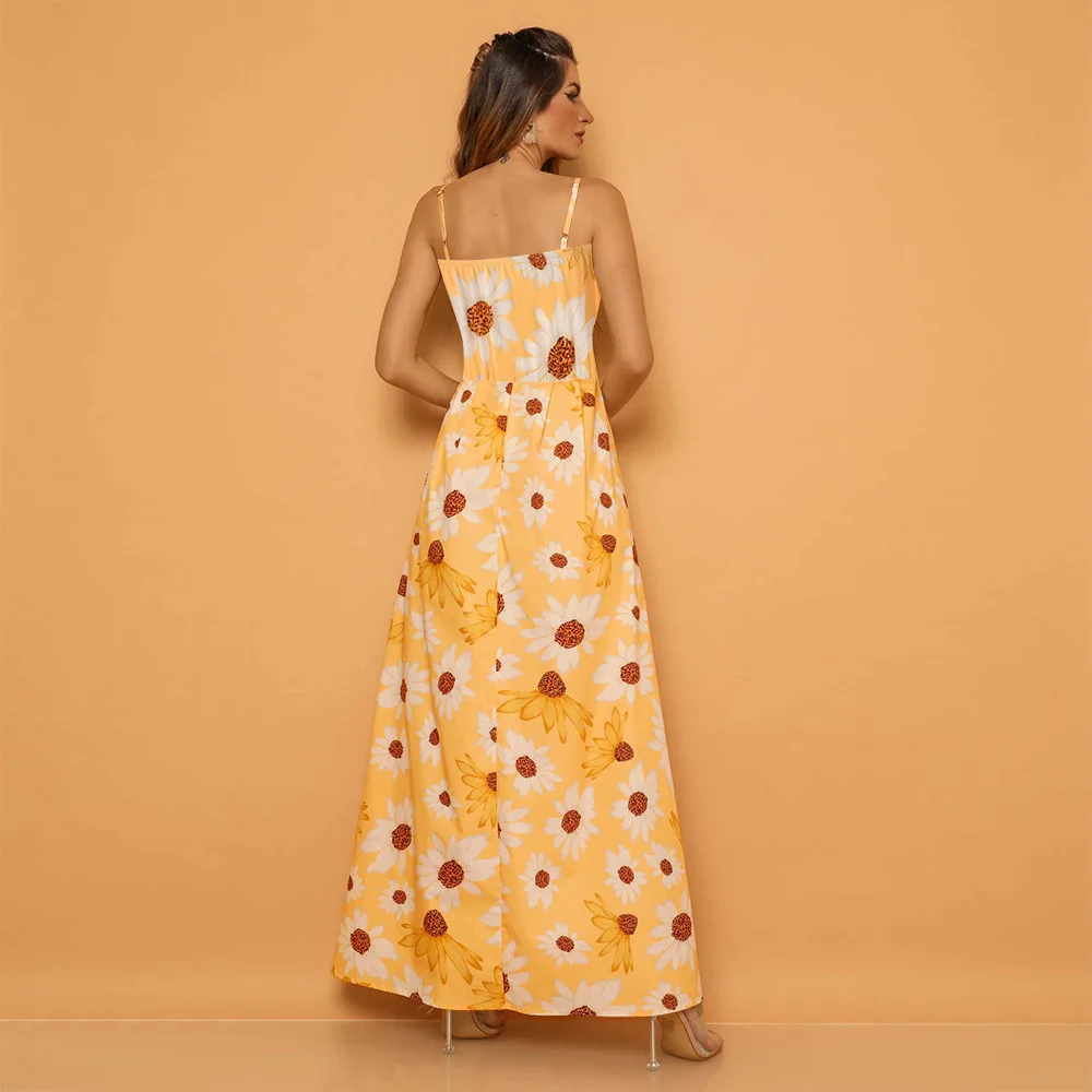 Женское богемное платье с высокой талией облегающее Пляжное Платье макси