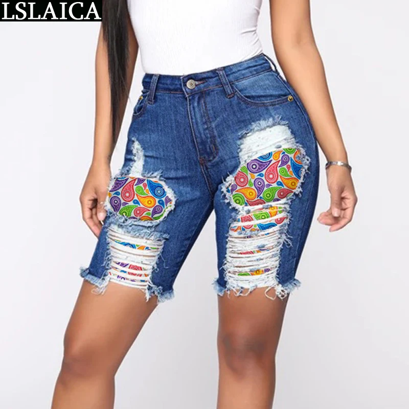 

Lslaica Women's Shorts with Pockets Denim Hook Flower Hollow Patchwork Streetwear Short Woman Pants 2022 Hole Design Clothing