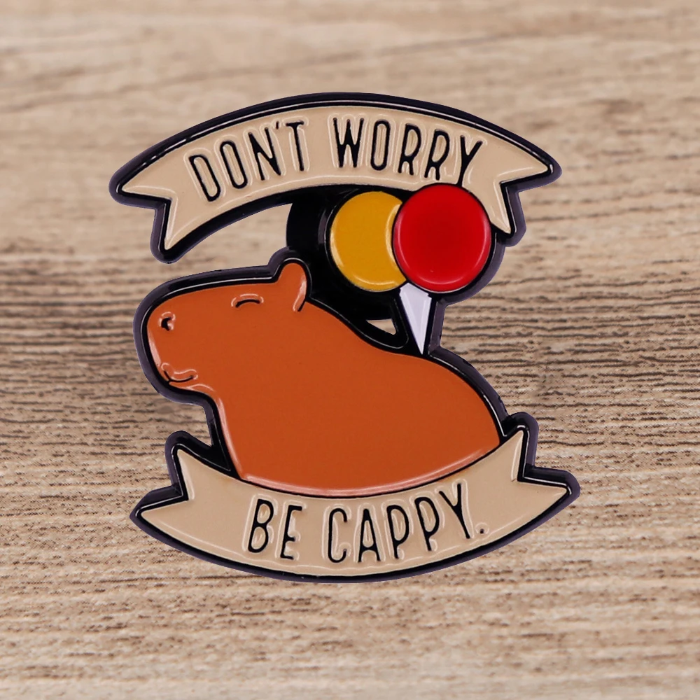 

DONT WORRY Capybara Creative Cute Cartoon Enamel Badge Brooch DIY Backpack Collar Lapel Pin Funny Gift Jewelry Animal Brooch