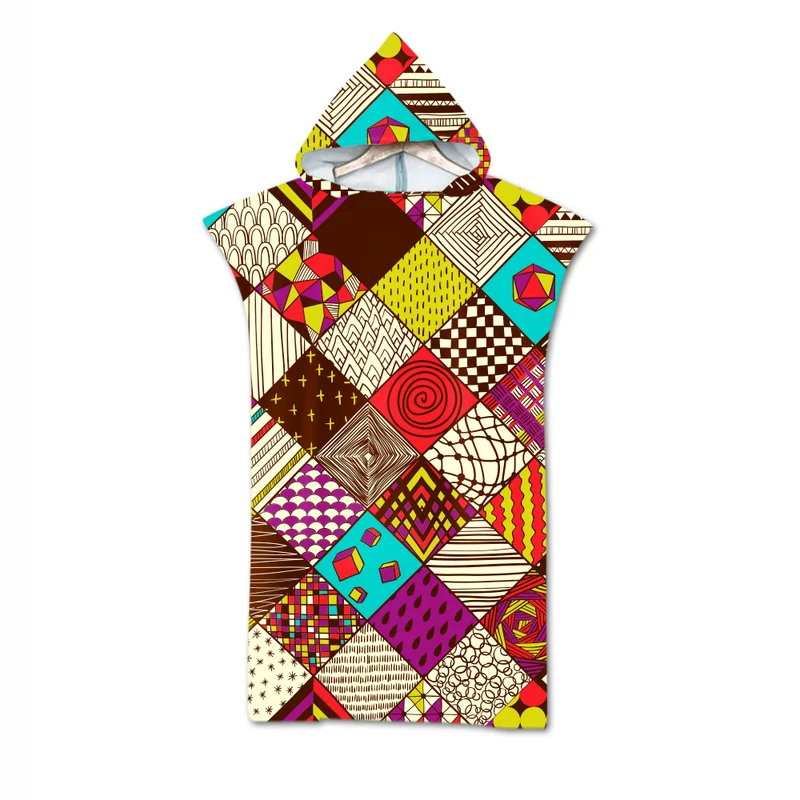 

Geometric graffiti totem Adult Bath Towels Beach Towel Changing Bathrobe Cloaks Hooded Swimming Pool Gym Fitness Bath Towels