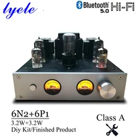 lyele audio 6n2 6p1 vacuum tube amplifier diy kit single ended amplifier class a tube amp bluetooth 5 0 vu meter hifi audio 3 2w