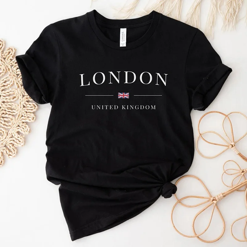 

Женская футболка с коротким рукавом, свободная Мягкая футболка из чистого хлопка с принтом лондонских надписей, Y2k, лето 2023