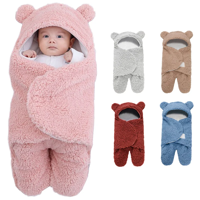 

Cute Soft Newborn Baby Wrap Blankets Baby Sleeping Plush Swaddle Wrap Boys Girls Sleepsack Fluffy Fleece Thicken for 0-9 Months