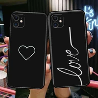 heart love black phone cases for iphone 13 pro max case 12 11 pro max 8 plus 7plus 6s xr x xs 6 mini se mobile cell