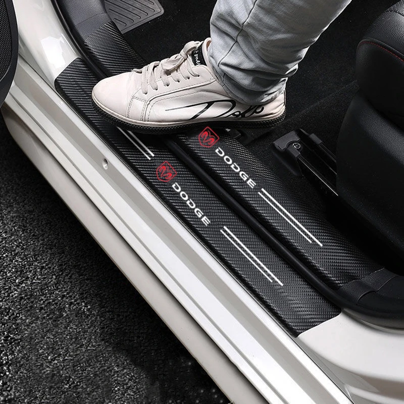 

Car Door Sill Sticker Carbon Fiber Scratch Guard Decal for Dodge SXT Challenger RAM 1500 Charger Avengr Durango Caliber SRT