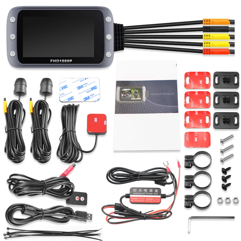 $93.09 GreenYi WiFi Motorcycle DVR Dash Cam 1080P+1080P Full HD Front Rear View Waterproof Motorcycle Camera GPS Logger Recorder Box