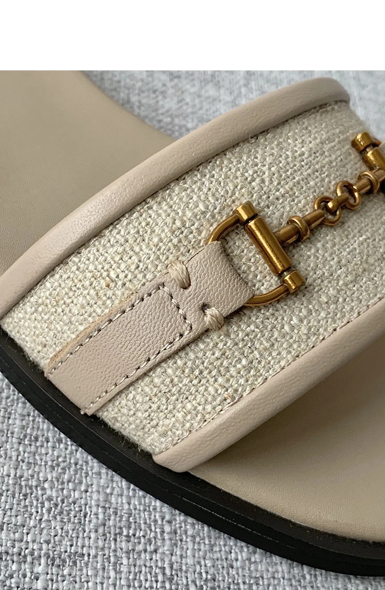 Новинка 2024 женские тапочки Mdutti модная кожаная обувь на плоской подошве