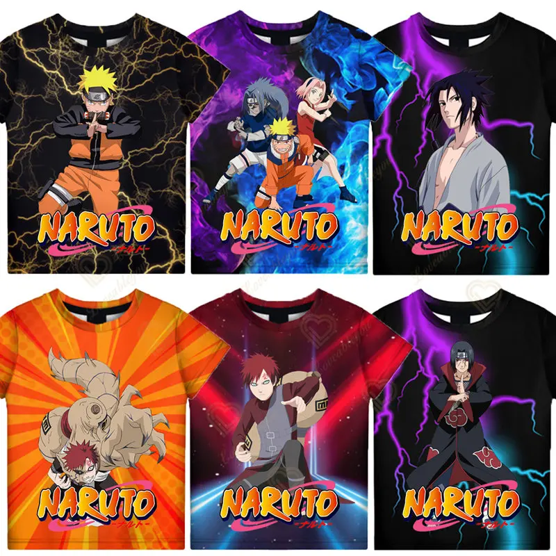 

New Naruto Cosplay 3D Digital Printing T-shirt Anime Kids Polo Shirt Boys Girls Short-sleeved Summer Children's Clothing Gift