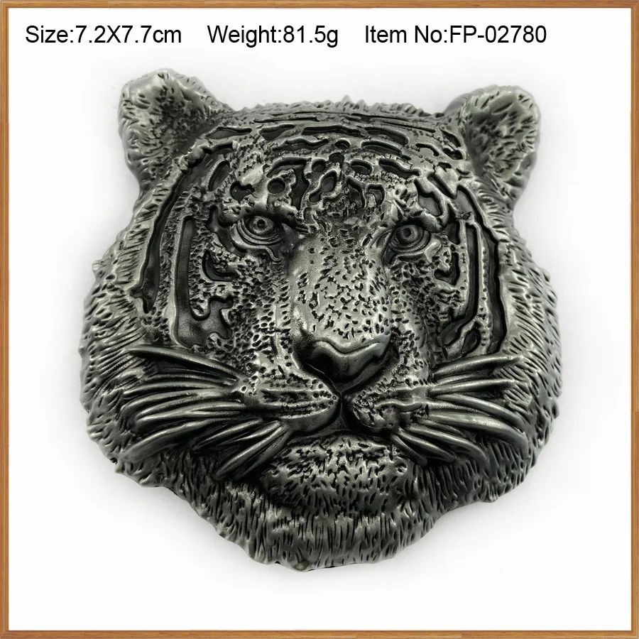 Wholesale Zinc Alloy retro western Tiger head Belt Buckle with pewter finish Luxurious jeans gift belt buckle for 4cm width |