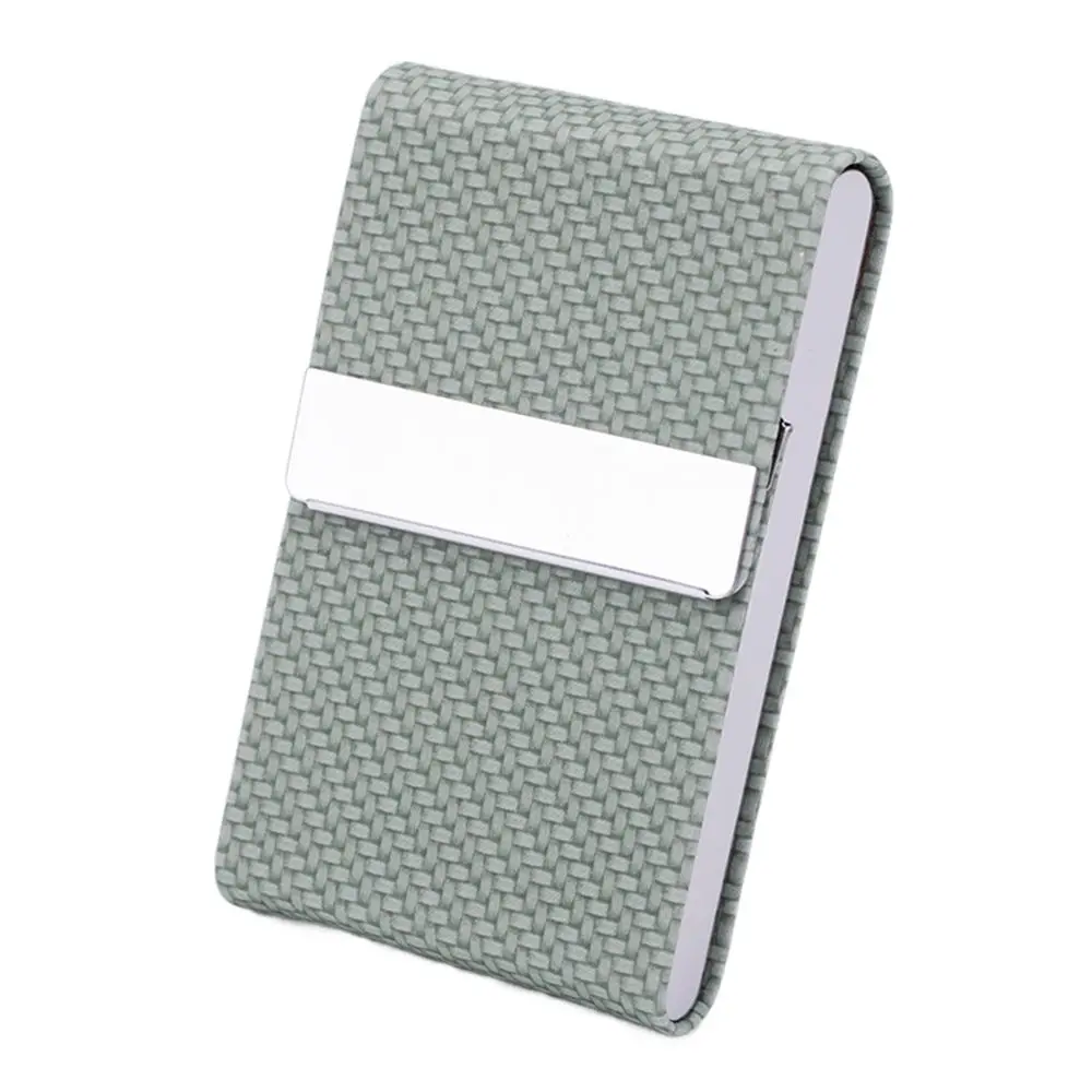 PU Leather Business Card Case Slim Pocket Stainless Steel Name Card Holder Multicolor Fashion Buckle ID Case Card Box Women Men