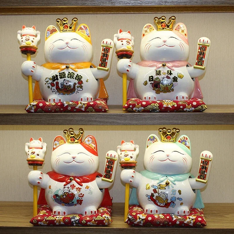 9 5-дюймовый керамический орнамент Beckoning Cat Maneki Neko украшение фэн-шуй качели Lucky Fortune