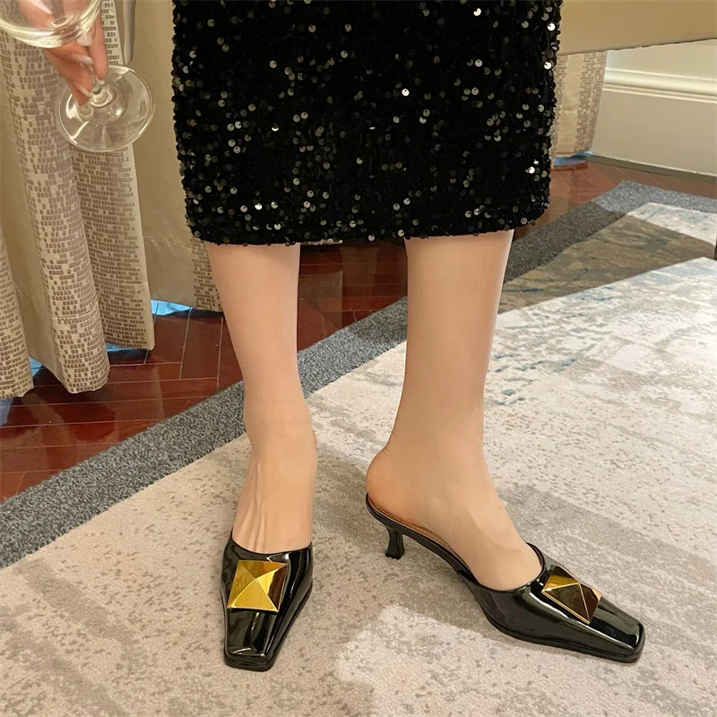 

Women Slippers Joker Women's Shoes New High Heel Slippers Fashion Pointed Toe Ladies Slippers Suede Slide Flip Flops